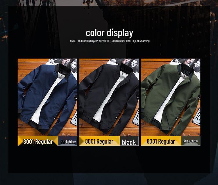 Men's Slim Fit Solid Color Korean Style Baseball Jacket - Spring Autumn Plus Size Outerwear