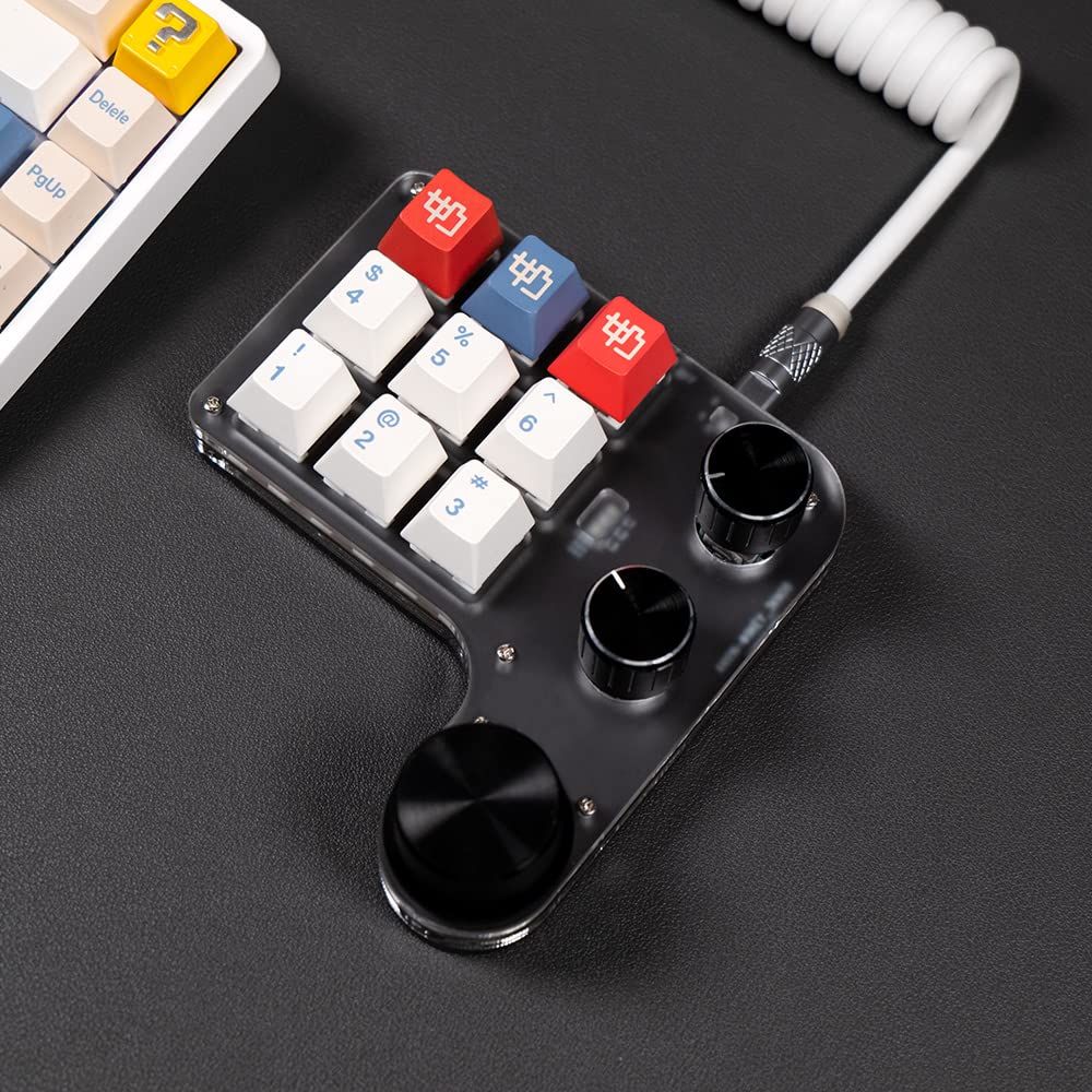 Macro Left Hand 12 with Rotating 3 7 Color RGB Red 18 Delay Improved Work Ideal for Video Axis and Cap DIY Left Hand Keypad Keyboard, Device, Keys,