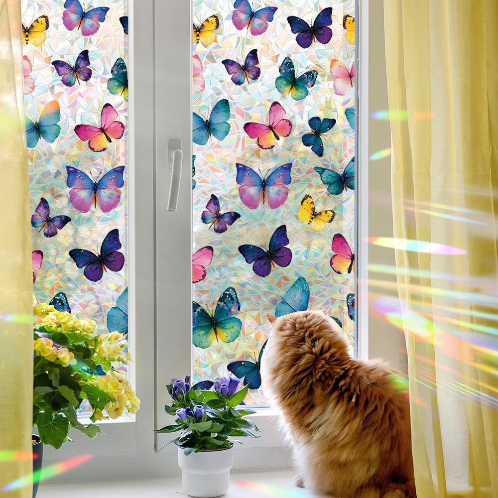 Laser-cut Iridescent Butterfly Living Room Home Décor Static Cling Window and Door Stickers