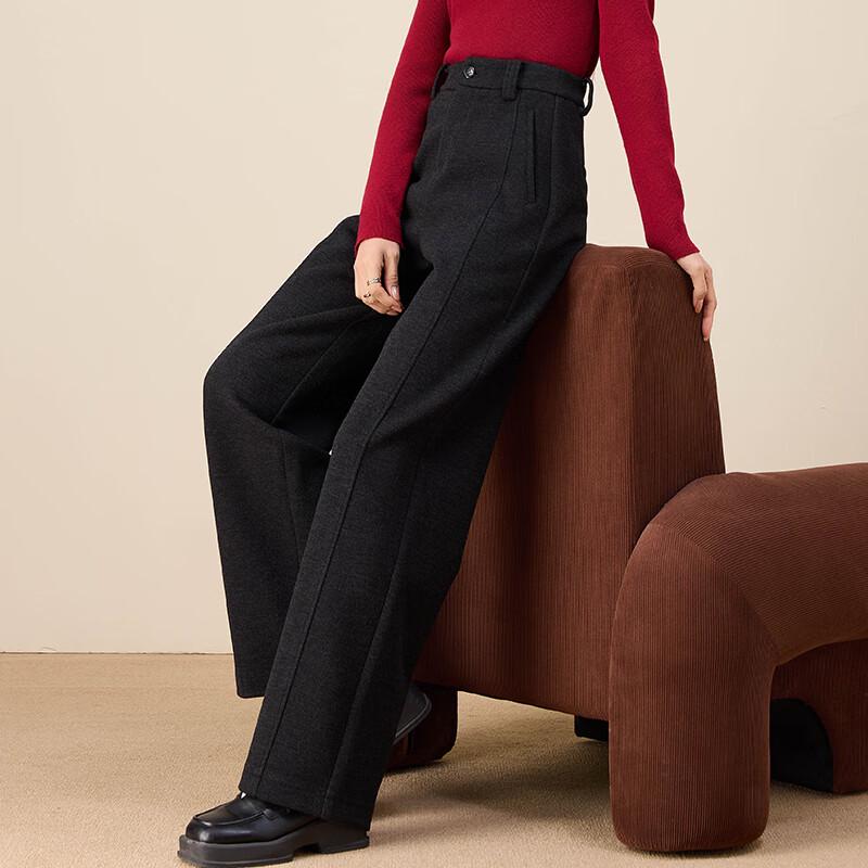 Fanzhen Women's 2024 Autumn/Winter Thickened Wide-Leg Wool Blend Trousers