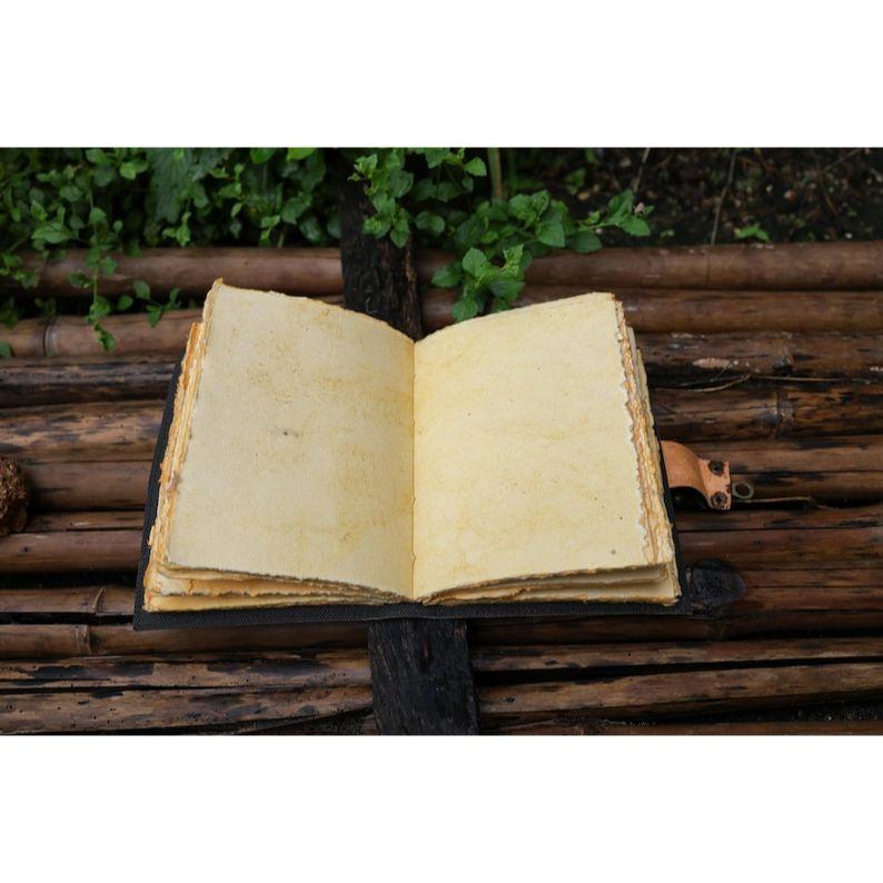 Sun and Moon Handmade Deckle Paper Journal for Men and Women Spell notebook for traveling sketchbook poetry book. NEW