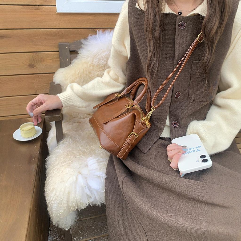 Geantă portabilă bowling all-in-one pentru femei, toamnă/iarnă, modă vintage, geantă pernă, geantă crossbody pentru navetă