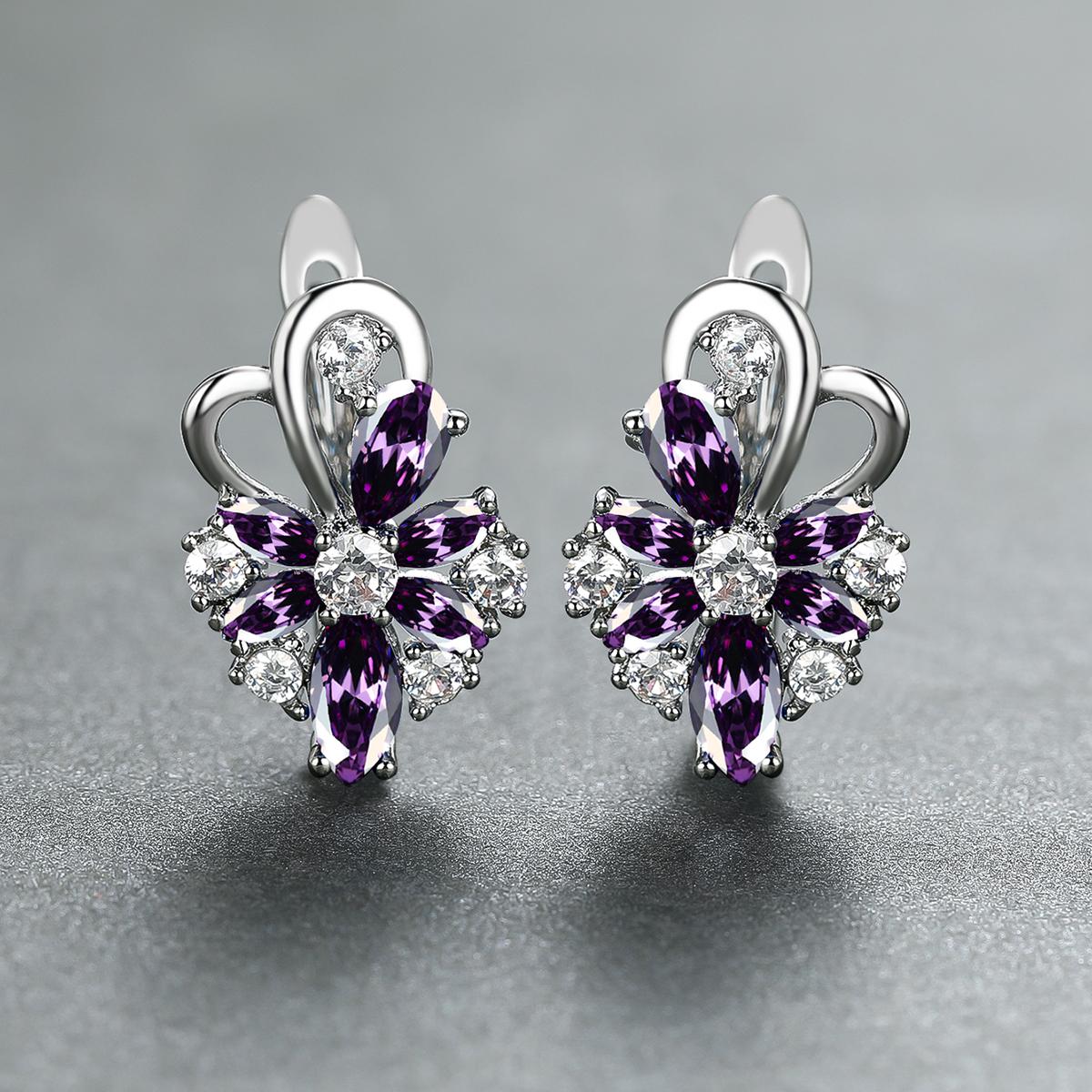 

Роскошные серебряные серьги с цветочным камнем и бабочкой, серьги-капли для женщин, свадебные украшения фиолетовый