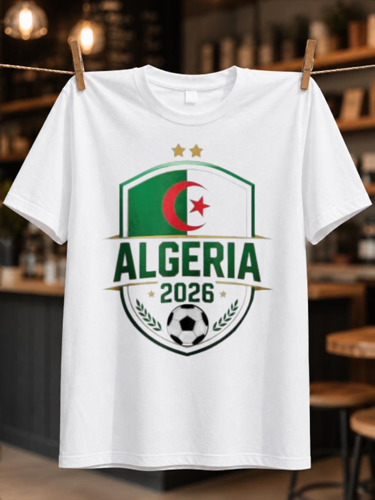 Algeria 2026 Soccer Colors Ball Icon And Bold National Team Spirit Theme For Match Day Pride Unisex Unisex All Tshirt