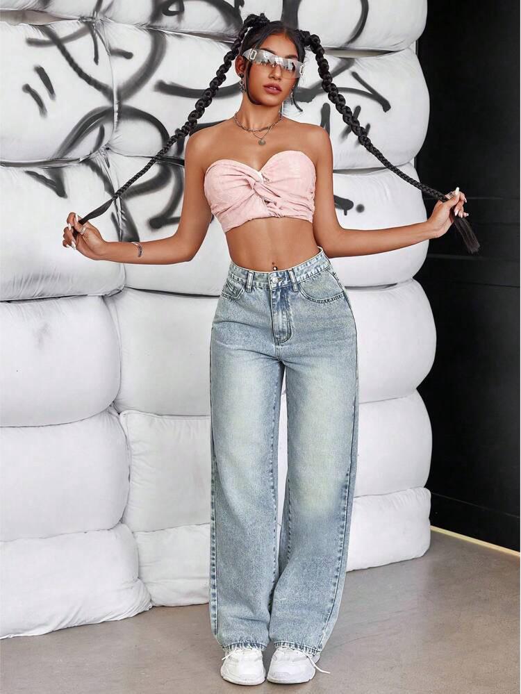 Women's Summer Wide-Leg Floor-Length Jeans - Trendy Loose Fit