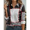 The New Women's Long-sleeved Shirt Is a Decorative Picture Pattern Combining a Variety of Black and White Polka Dot Patterns.