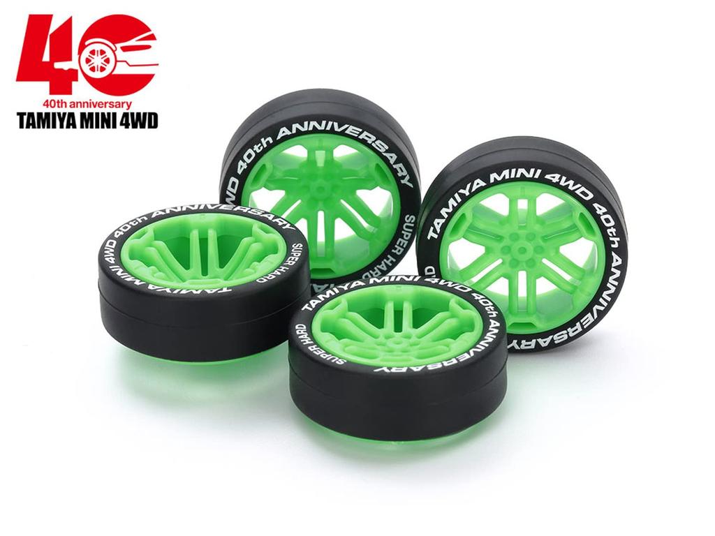 Tamiya Mini 4WD Special Edition Mini 4WD 40th Anniversary Super Hard Tires Wheels 95640 Green Low-Tight & 12-Spoke