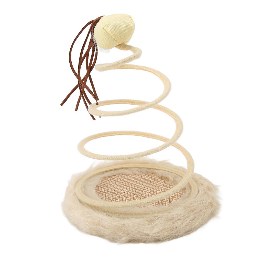Spring Plate Cat Toy Foldable High Elasticity Stable Standing Interactive Cat Toy with Scratcher