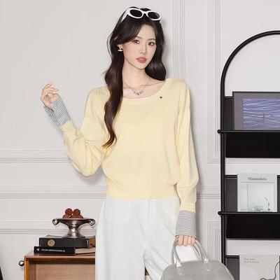 Trueman Women's Round Neck Long Sleeve Knitted Sweater