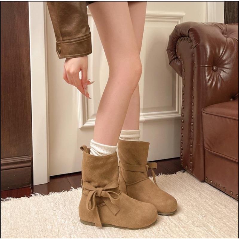 New Popular Suede Casual Boots for Women Fashionable Ankle Boots Short Slip On Flat Shoes Retro Versatile Soft Bottom Lady Boots