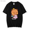 Cute Couple Bubu and Dudu Is Playing At The Park Graphic T-Shirts Men's T Shirt Panda Bear Tees Cotton Summer Soft Clothes