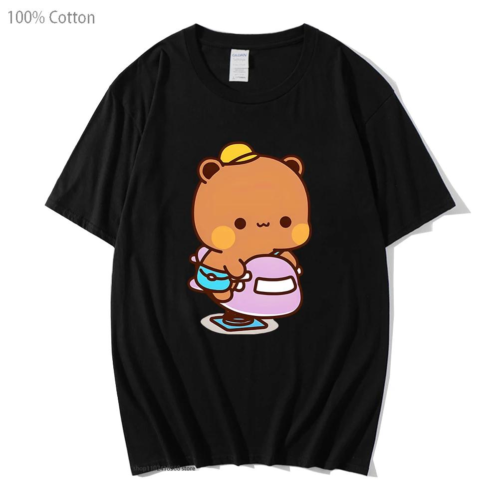 Cute Couple Bubu and Dudu Is Playing At The Park Graphic T-Shirts Men's T Shirt Panda Bear Tees Cotton Summer Soft Clothes