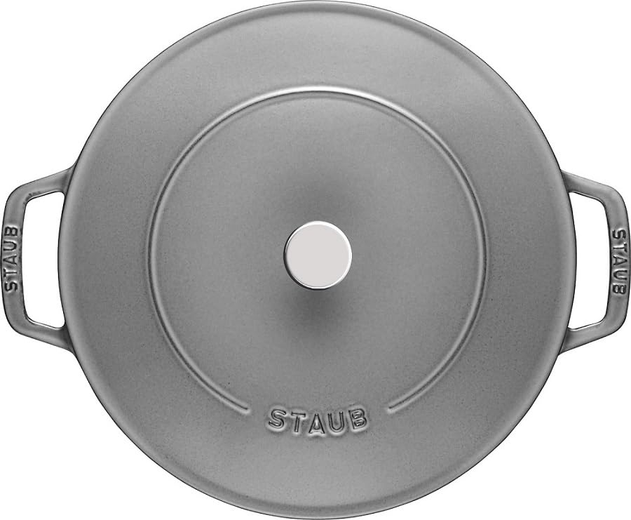 Staub Braiser Cast Iron Induction Compatible Japanese Braiser Sauté Pan, Gray, 24cm, Double-Handled, Enamel, Shallow, Sukiyaki, [Official Product]