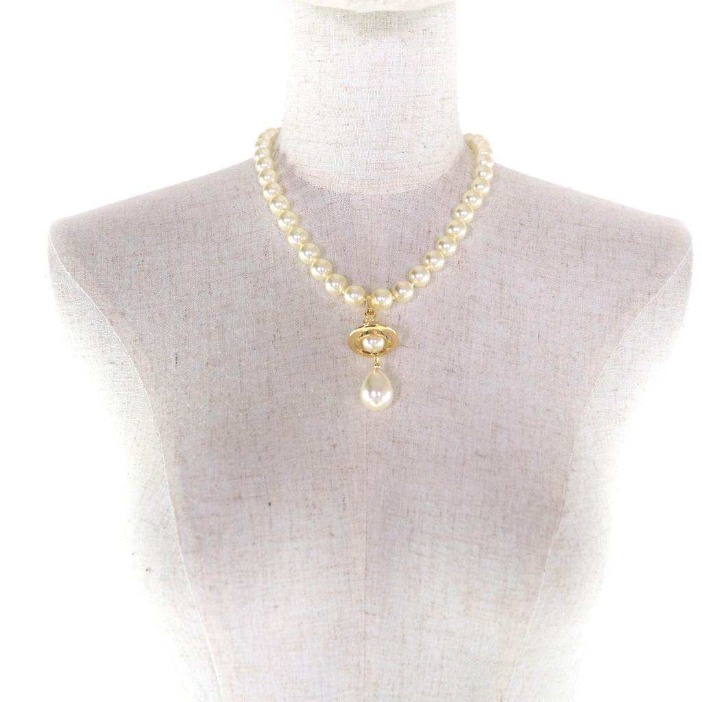 Great Vivienne Westwood Necklace ONE ROW PEARL DROP CHOKER Orb Women Used