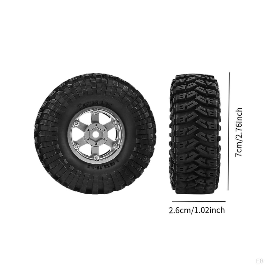 4 Pieces 1/18 1/24 RC Crawler Car Wheels and Tires Accessory Aluminum Alloy Easy to Install