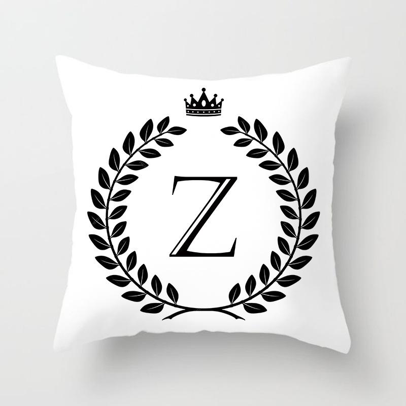 26 Crown Letter Pattern Double-Sided Printed Pillow Cover Short Plush Suitable Living Rooms Bedrooms Sofas Throw Cushion Cover