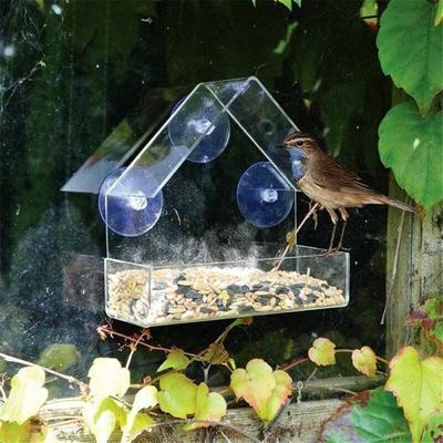 Vogelfutterstation, starkes Saugnapf-Design, Acryl-Vogelfutterstation, leicht zu reinigender Vogelfutterbehälter für den Garten im Hof