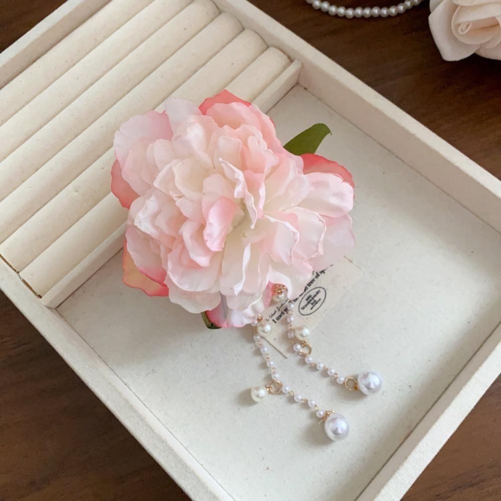 

Tassels Hair Claw Flower Pearls Shark Clip Elegant Grasping Clip Headwear Gift розовый