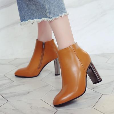 Autumn Rough Female Thick Heel Side Zipper Boots Plus Size Leather Women's Ankle Boot Fashion Boots Ghb67