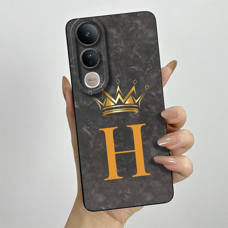 For Vivo V50 Lite Case V2441 Fashion Crown Letters Phone Shell Soft Liquid Silicone Back Cover Full Protection Shockproof Bumper