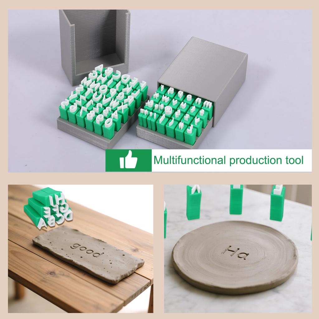 2Pcs PLA Plastic Uppercase Lowercase Alphabet Clay Stamp Set Versatile User Friendly 3D Printed Letter Stamp for Arts and Crafts