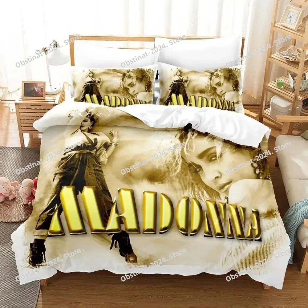 Parure de lit 3D imprimée Madonna sexy : housse de couette, taie d’oreiller, couette, tailles king et queen, pour garçon et adulte.