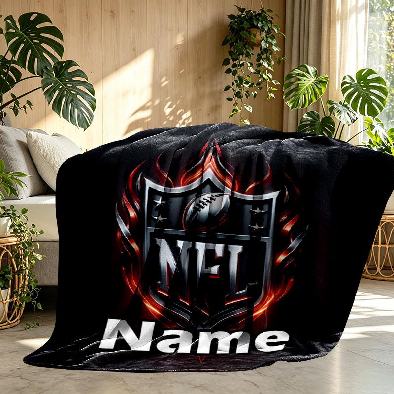 Custom Name Personalized NFL Print Blanket, Home Decor, Bedroom, Sofa, Camping, Couch, Gifts for Birthday Christmas