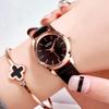 Gedi Fashion Glitter Women's High-End Waterproof Quartz Watch with Leather Strap
