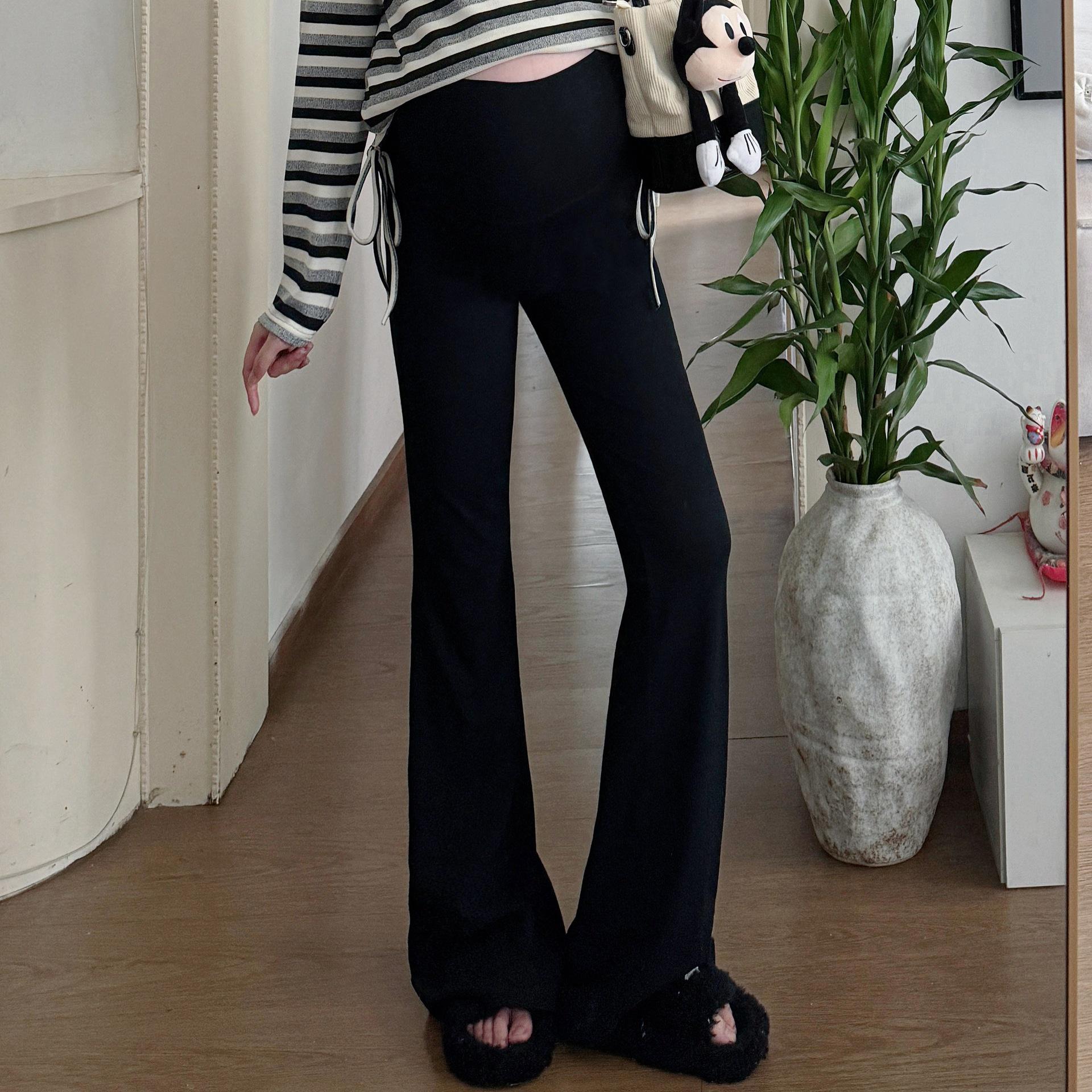 Korean-Style Drawstring Striped Knit Maternity Top + Slimming Micro-Flare Casual Pants, 2026 Collection 2XL