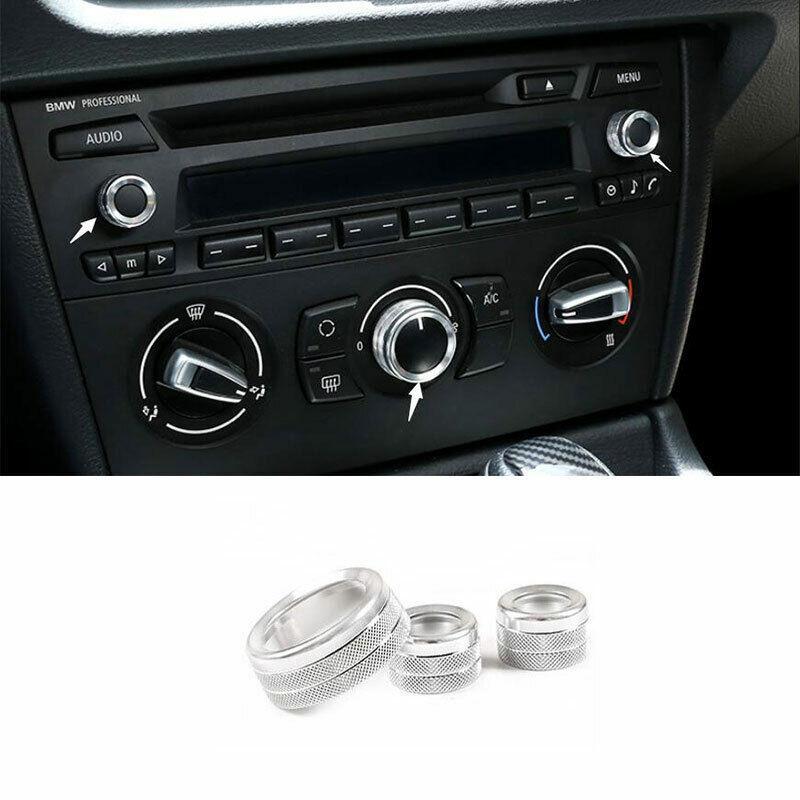 For BMW X1 E84 2013-2015 Silver Aluminum Console Volume Switch Button Ring 3PCS