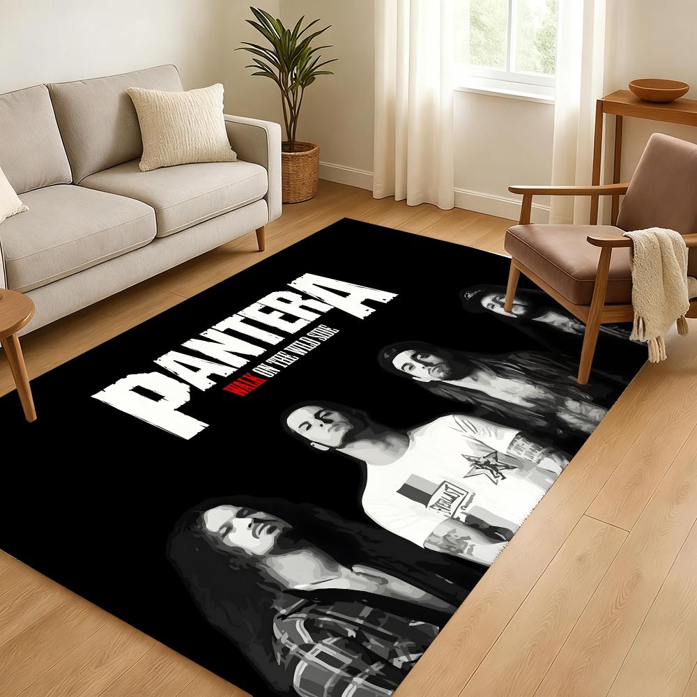 Pantera Band Style Rock Floor Mat Soft Thickened Absorbent Non-Slip Bedroom Living Room Door Mat Home Decor Flannel Rugs