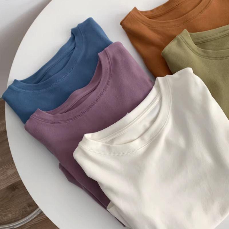 Dámské tričko s dlouhým rukávem a kulatým výstřihem v bonbónových barvách s fleecovou podšívkou - Měkké a hřejivé na podzim/zimu