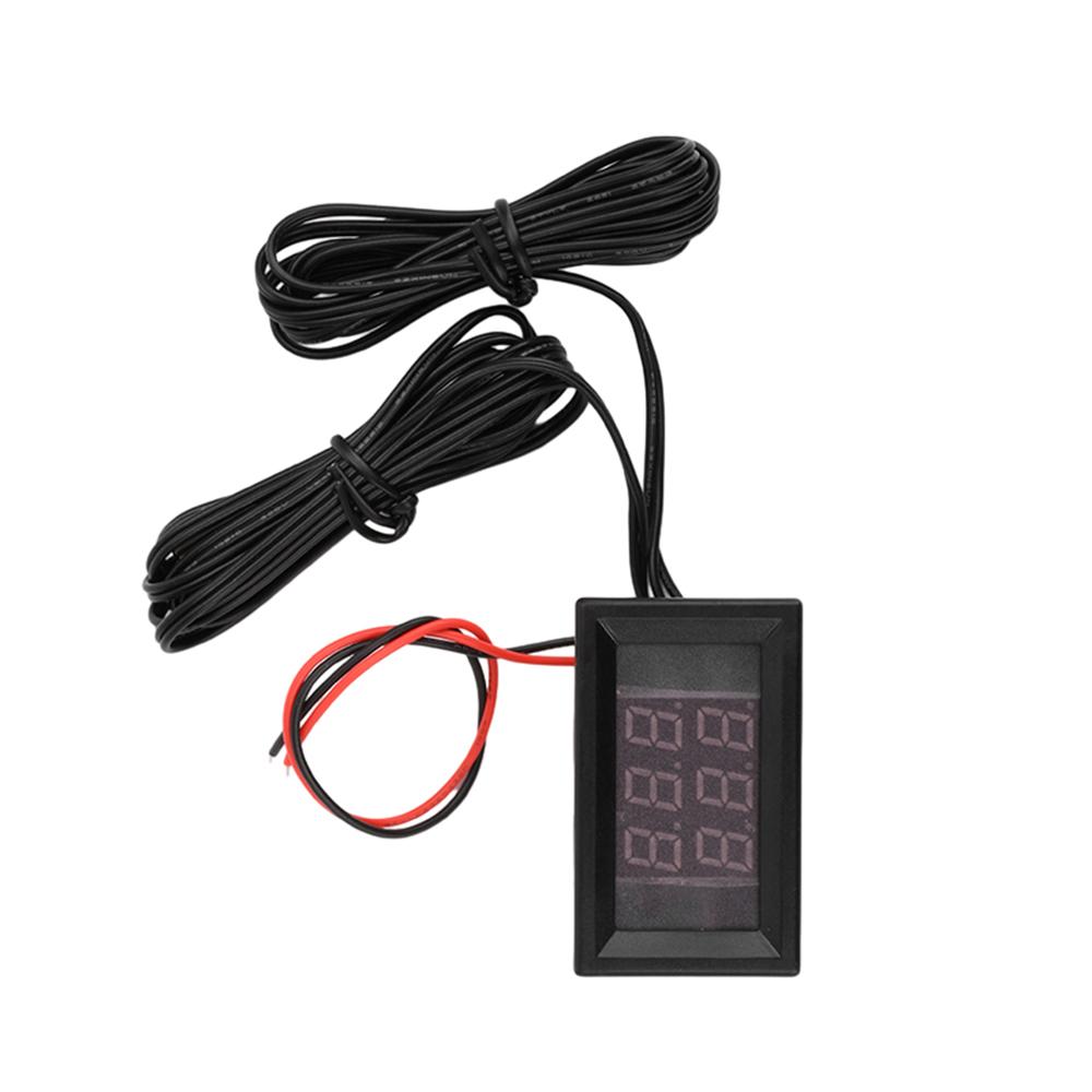 3 digit dual-display digital thermometer NTC metal waterproof dual probe DC4-28V red and blue line length 1M cylindrical probe