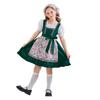 Kids Halloween Costume Dirndl Dress With Apron Headscarf - Lolita Farmhouse Style Girls Short Sleeve Sweet Vintage Outfit