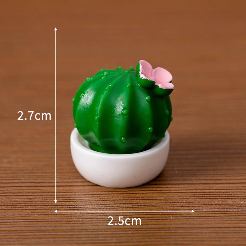 2Pcs Artificial Realistic Succulent Cactus Resin Potted Plants Dollhouse Miniature Desktop Decor Micro Landscape Ornaments