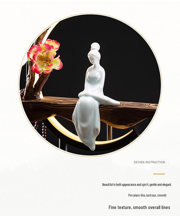 Chinese Style LED Ring Lamp with Backflow Incense Burner for Living Room Decor