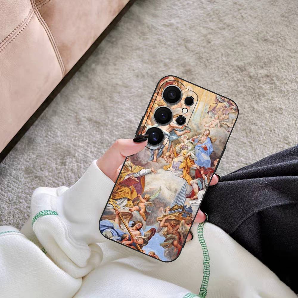 Renaissance Frescoes Phone Case For Samsung S 24 Fe 25 Ultra Plus 20 Lite 21 30 22 23 24 22 Ultra 5G Fundas
