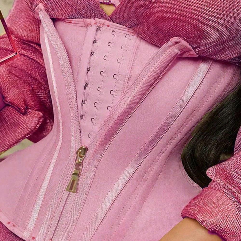 Waist Cincher Corset: Zipper, 9 Bones, Tummy Control Yoga Exercise Trainer