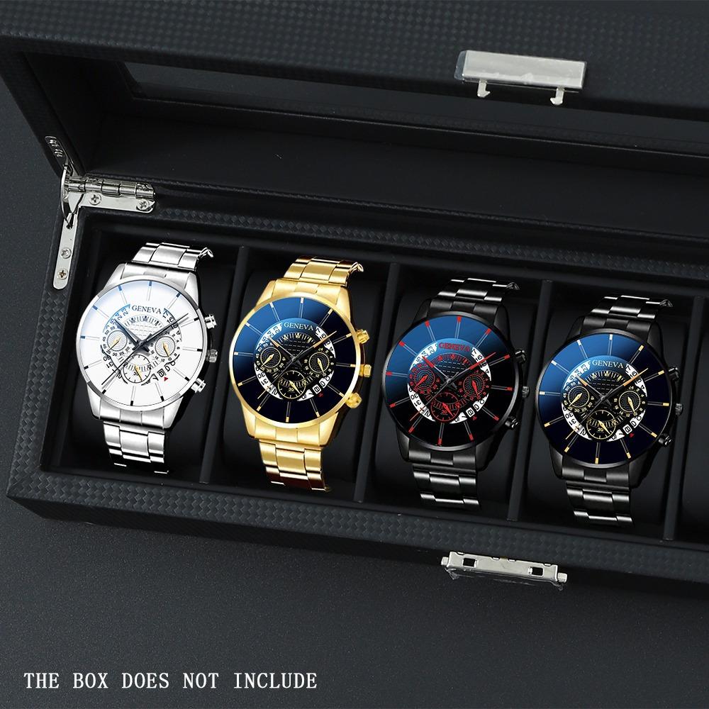 Watch Four-Piece Set Men S Watch Steel Belt Men S Quartz Watch Multi-Piece Set