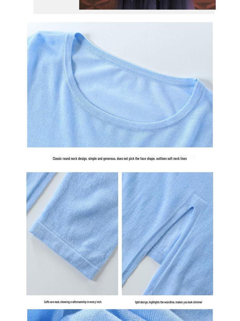 Autumn/Winter Slimming Round Neck Wool Knitwear Top