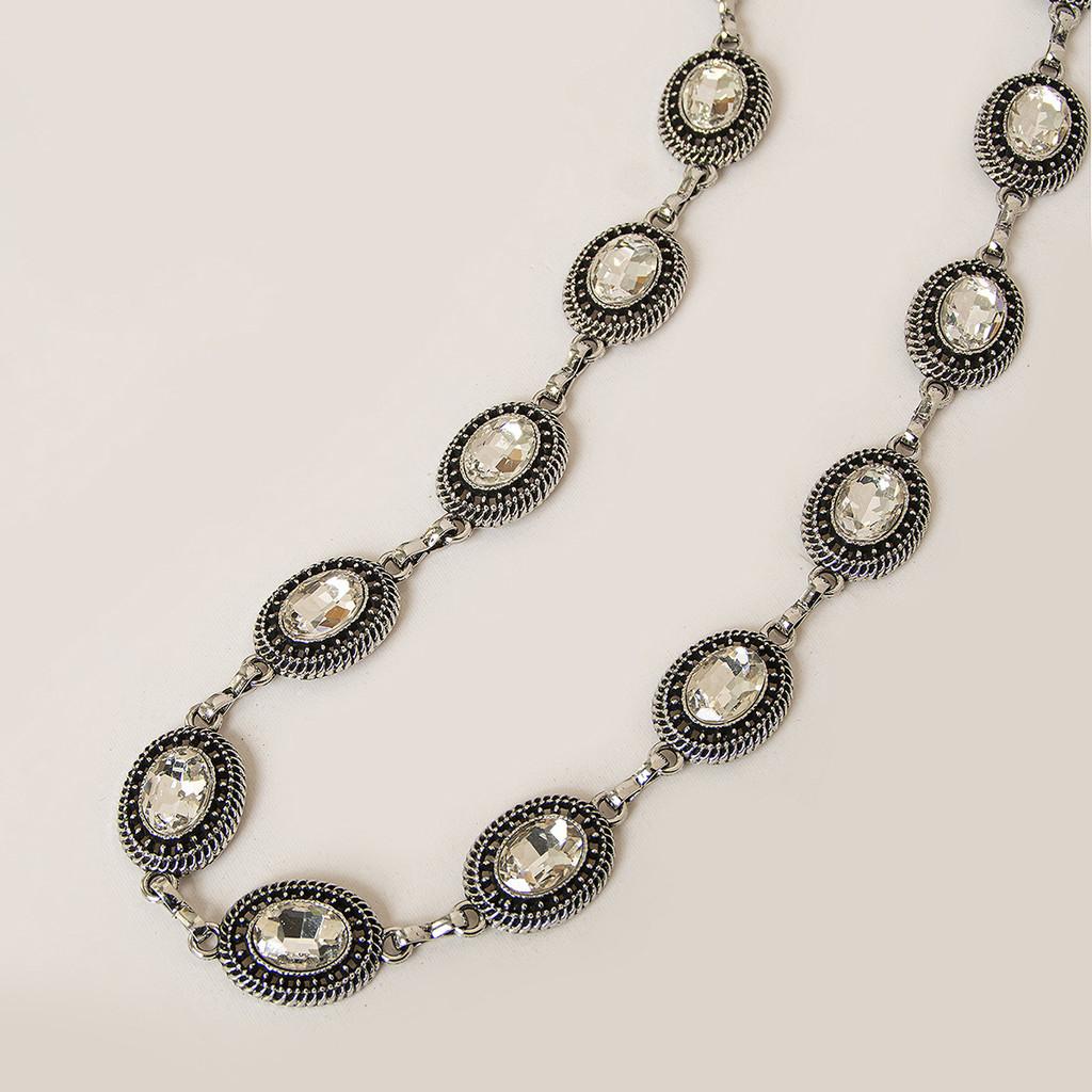 Metal Hollow Vintage Woman Waist Chain With Crystal Buckle For Summer Accessory Fashion