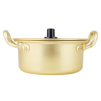 Panela de macarrão ramen coreana Panela de alumínio amarela coreana Panela de macarrão instantâneo (20 cm)