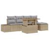 VidaXL Ensemble de salle à manger de jardin 6 pièces avec coussins Beige Poly Rotin Acacia 3349951