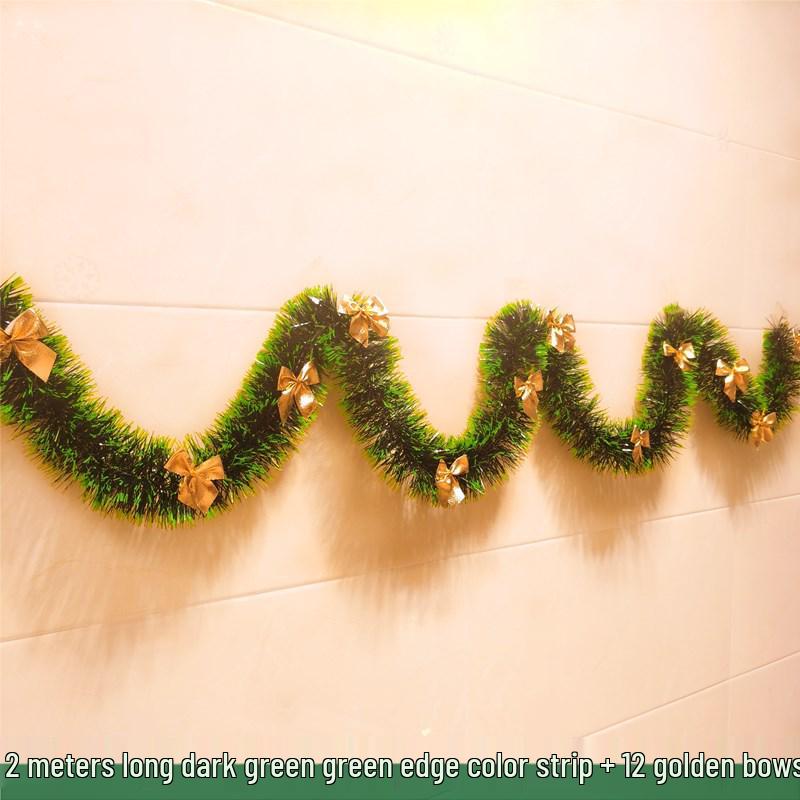 Christmas Ribbon Garland & Ornaments: Rattan, Leaves, Snowflakes & Tinsel for Decoration