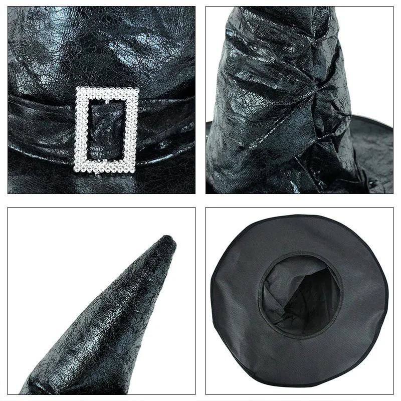 Halloween Leather Witch Wizard Hats Vintage Party Hat Headwear Props Decoration Cosplay Costume Accessories for Children Adult