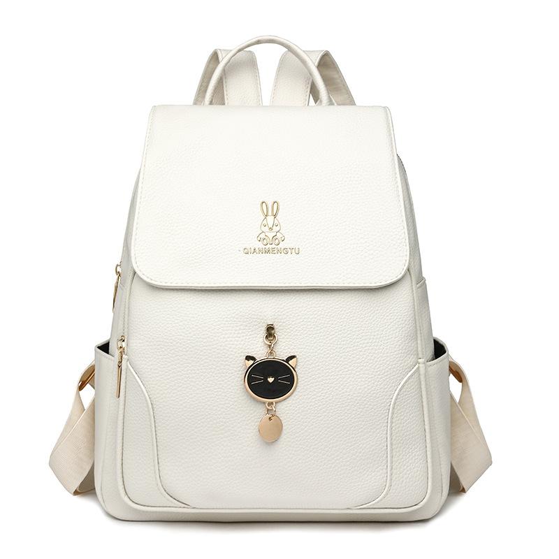 

Рюкзак Женская сумка Рюкзак большой вместимости из мягкой кожи Дорожная сумка белый