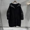Autumn and winter fashion simple casual medium and long hooded big quilt down jacket loose solid color versatile white duck down