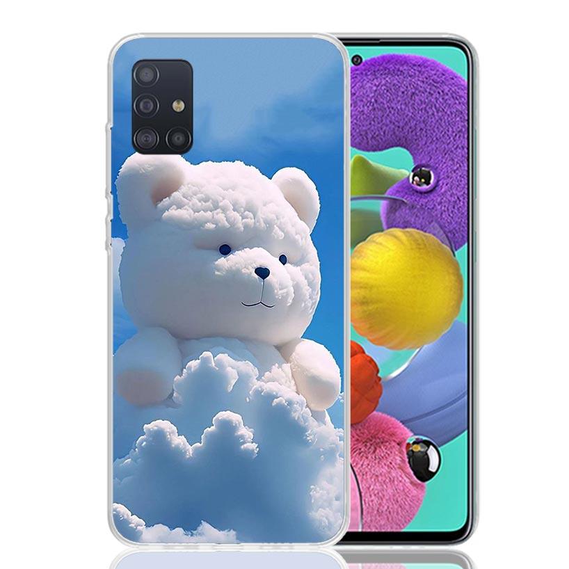 Sunny Clouds Teddy Bear Phone Case for Samsung Galaxy A52 A51 A50S A12 A22 A32 A72 A10S A30S A31 A71 Note 20 Ultra 10 Plus S10 G