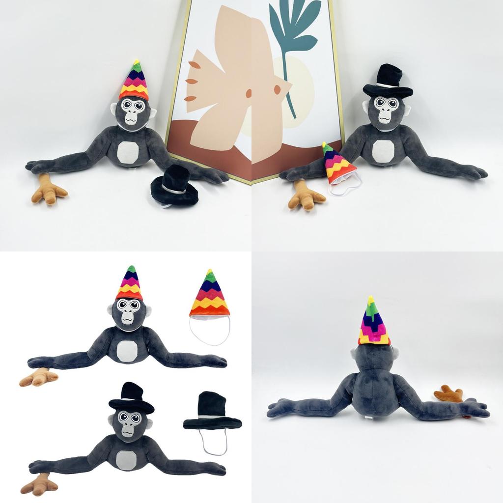 Nová plyšová hračka Monke z Gorilla Tag, plyšák s kloboukem, výška 25 cm