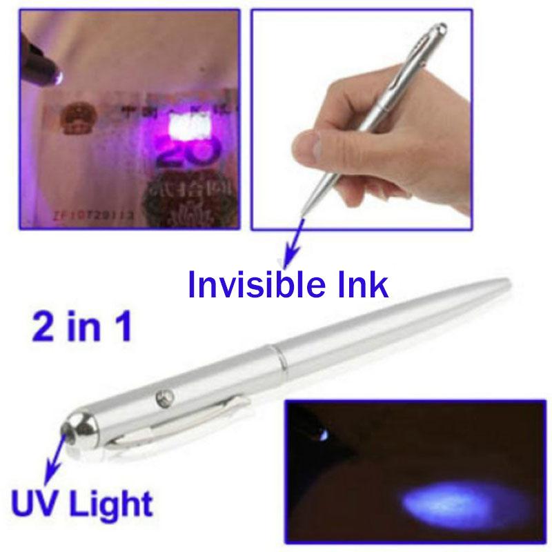 1pc New 2 In1 Invisible Ink Magic Security Writing Secret Spy Pen With UV Light